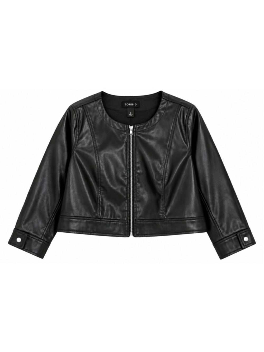 Torrid Size 3 Black Faux Leather Cropped Jacket Plus Size NWOT Lined